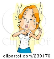 Royalty Free RF Clipart Illustration Of A Sweaty Woman Over Yellow by BNP Design Studio