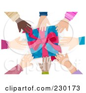 Poster, Art Print Of Diverse Hands Reaching For A Present