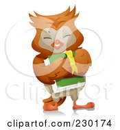 Poster, Art Print Of Happy Owl Carrying A Book