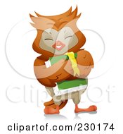 Royalty Free RF Clipart Illustration Of A Happy Owl Carrying A Book