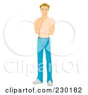Royalty Free RF Clipart Illustration Of A Strong Young Man Standing In Workout Pants