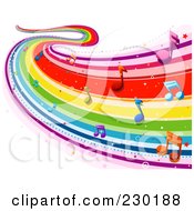 Poster, Art Print Of Rainbow Wave With Music Notes Background - 2