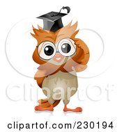 Royalty Free RF Clipart Illustration Of A Professor Owl Adjusting His Glasses