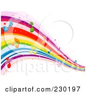 Poster, Art Print Of Rainbow Wave With Music Notes Background - 1