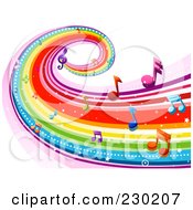 Poster, Art Print Of Rainbow Wave With Music Notes Background - 3