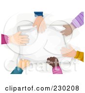 Poster, Art Print Of Diverse Hands Touching Paper