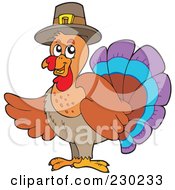 Poster, Art Print Of Thanksgiving Turkey Bird Holding Up A Wing