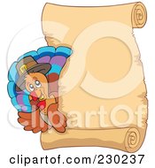 Poster, Art Print Of Thanksgiving Turkey Bird With A Blank Parchment Page - 3