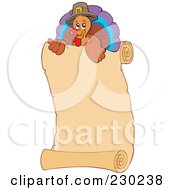 Royalty Free RF Clipart Illustration Of A Thanksgiving Turkey Bird With A Blank Parchment Page 4