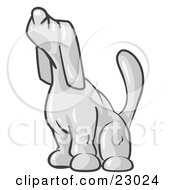 Clipart Illustration Of A White Tick Hound Dog Howling Or Sniffing The Air