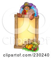 Royalty Free RF Clipart Illustration Of A Thanksgiving Turkey Bird Over A Blank Menu