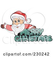 Poster, Art Print Of Green Merry Christmas Greeting With Santa