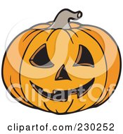 Royalty Free RF Clipart Illustration Of A Spooky Carved Halloween Jackolantern 1