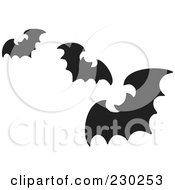 Poster, Art Print Of Three Black Silhouetted Flying Bats