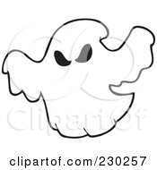 Poster, Art Print Of Coloring Page Outline Of A Spooky Ghost