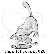 Clipart Illustration Of A White Tick Hound Dog Digging A Hole
