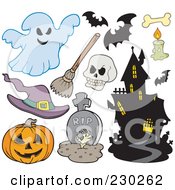 Royalty Free RF Clipart Illustration Of A Digital Collage Of Halloween Icons 1 by visekart