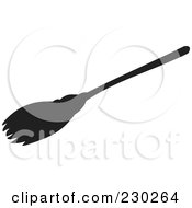 Royalty Free RF Clipart Illustration Of A Broomstick Silhouette