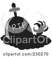 Royalty Free RF Clipart Illustration Of A Zombie Hand Reaching Out Of A Grave 2