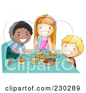 Poster, Art Print Of Diverse Kids Making Cupcakes