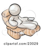 Clipart Illustration Of A Chubby And Lazy White Man With A Beer Belly Sitting In A Recliner Chair With His Feet Up