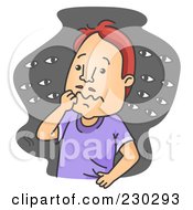 Royalty Free RF Clipart Illustration Of A Paranoid Man With Eyes On Gray by BNP Design Studio