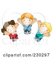 Royalty Free RF Clipart Illustration Of School Kids Looking Up
