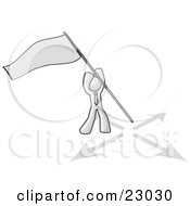 Clipart Illustration Of A White Man Claiming Territory Or Capturing The Flag