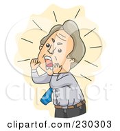 Royalty Free RF Clipart Illustration Of A Screaming Businessman Over Beige by BNP Design Studio