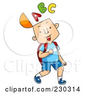 Royalty Free RF Clipart Illustration Of A School Boy With An Abc Brain