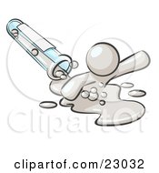 Poster, Art Print Of White Man Emerging From Spilled Chemicals Pouring Out Of A Glass Test Tube In A Laboratory