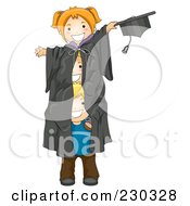 Poster, Art Print Of Three Kids In A Giant Graduation Gown