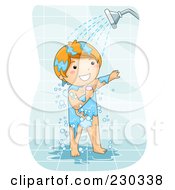 Poster, Art Print Of Happy Boy Showering