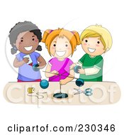 Royalty Free RF Clipart Illustration Of School Kids Making An Anemometer