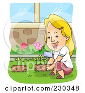 Poster, Art Print Of Blond Woman Gardening
