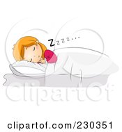 Royalty Free RF Clipart Illustration Of A Girl Sleeping Restfully In Bed