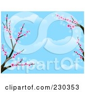Poster, Art Print Of Cherry Blossom Tree Branch And Blue Sky Background