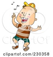 Poster, Art Print Of Happy Boy Singing And Walking