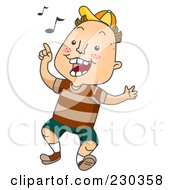 Royalty Free RF Clipart Illustration Of A Happy Boy Singing And Walking