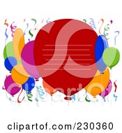 Poster, Art Print Of Lines On A Big Party Balloon With Other Balloons And Confetti