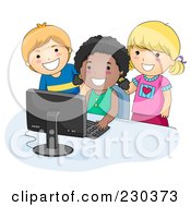 Poster, Art Print Of Diverse School Kids Using A Computer