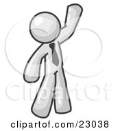 Clipart Illustration Of A Friendly Blue Man Greeting And Waving by Leo Blanchette