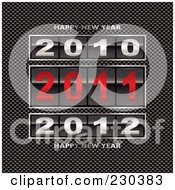 Poster, Art Print Of 2010 2011 And 2012 Counters With Happy New Year Text On Carbon Fiber
