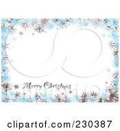 Poster, Art Print Of Merry Christmas Greeting On A Gray And Blue Snowflake Background With White Space