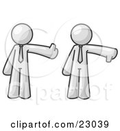 Clipart Illustration Of A Blue Business Man Giving The Thumbs Up Then The Thumbs Down