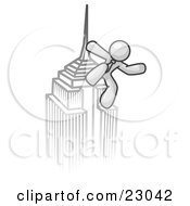 White Man Climbing To The Top Of A Skyscraper Tower Like King Kong Success Achievement by Leo Blanchette