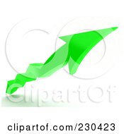 Royalty Free RF Clipart Illustration Of A 3d Green Arrow Shooting Upwards With Jagged Marks