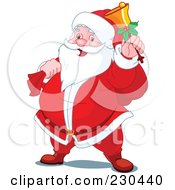 Poster, Art Print Of Merry Santa Ringing A Bell