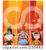 Royalty Free RF Clipart Illustration Of A Digital Collage Of Three Autumn Thanksgiving Borders