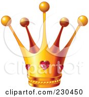 Queens Golden Crown With Ruby Hearts